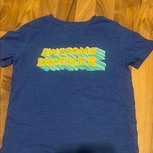 Vibrant Blue Short Sleeve Tee with Bold Yellow Graphic Print